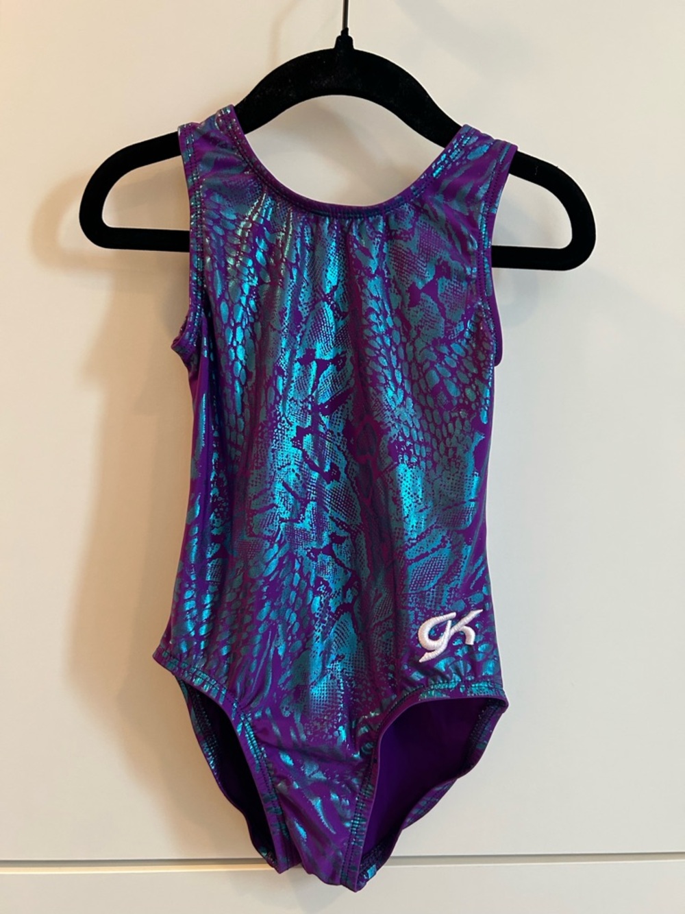 GK Metallic Teal and Purple Girls Gymnastics Leotard - Picture 2 of 7